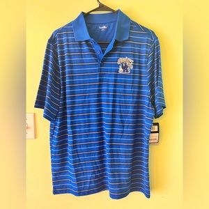 Kentucky Wildcats UK College Striped Polo Shirt. M. NWT.